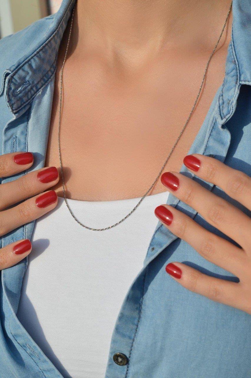 Gümüş Renkli İnce Çelik Zincir 60 cm