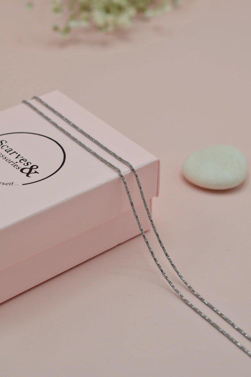 Gümüş Renkli İnce Çelik Zincir 60 cm