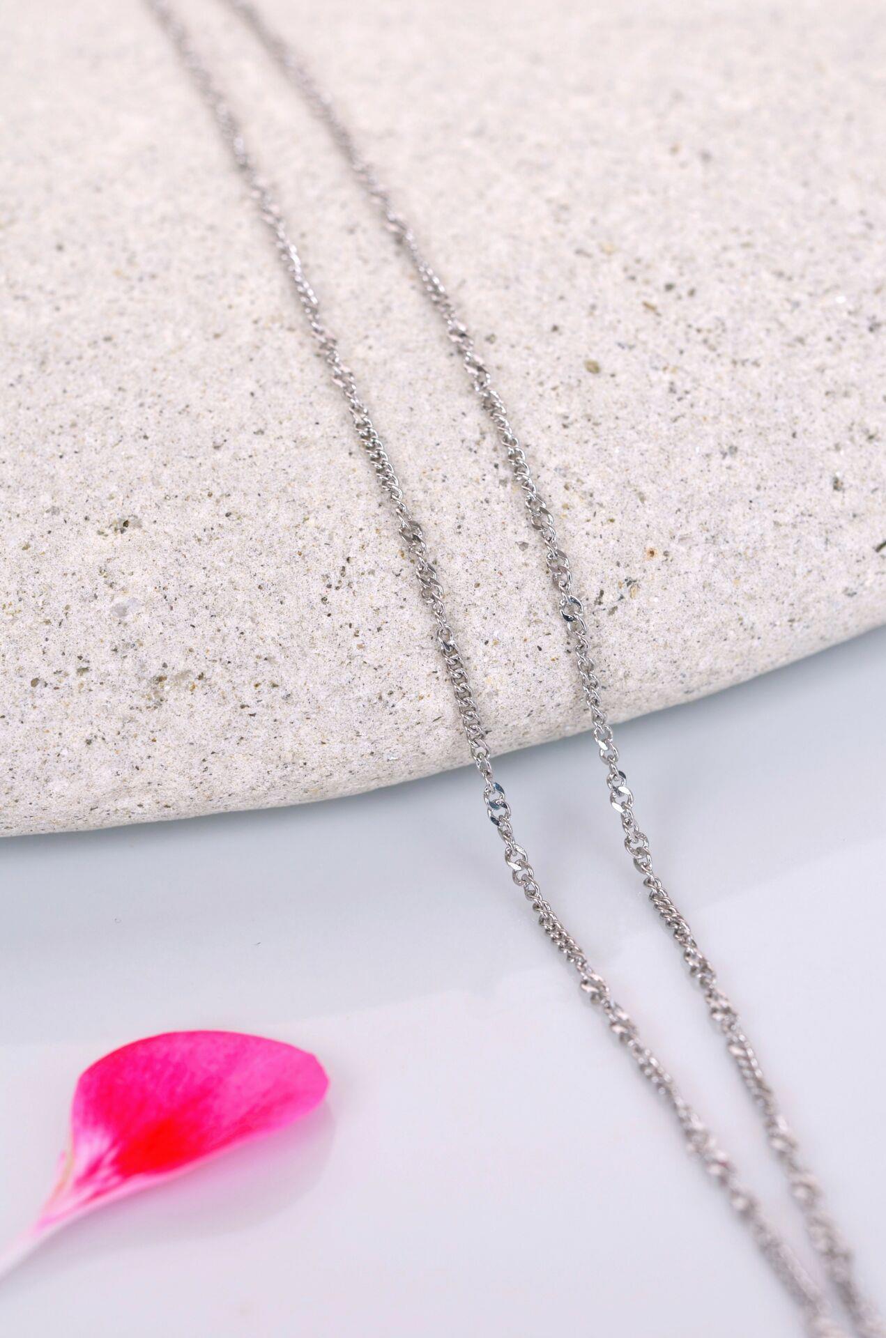 İnce Çelik Zincir Kolye 45 cm