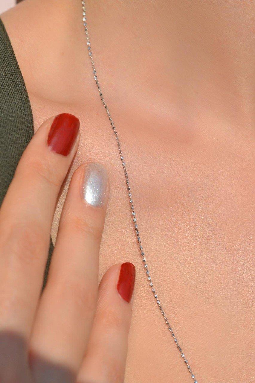 İnce Çelik Zincir Kolye 60 cm Gümüş Renk