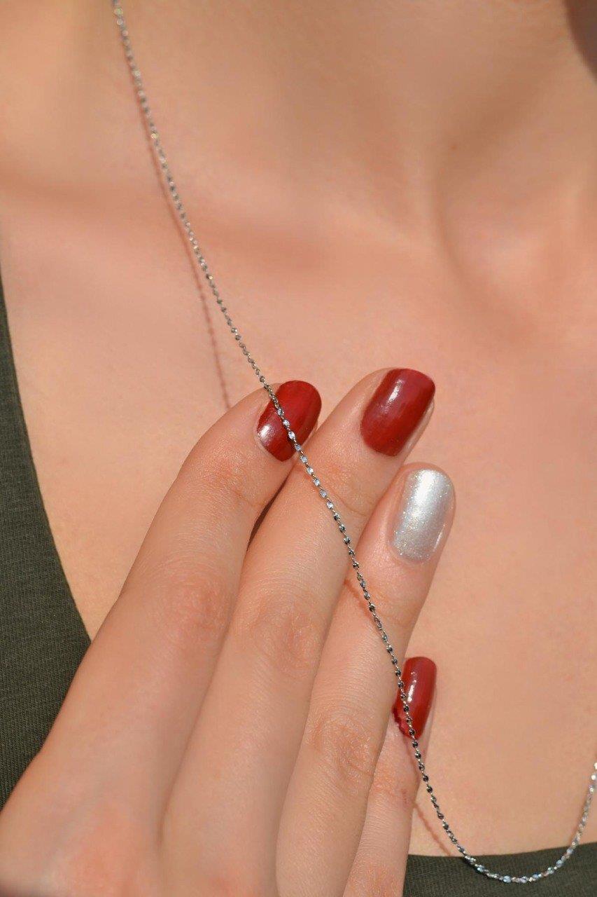 İnce Çelik Zincir Kolye 60 cm Gümüş Renk