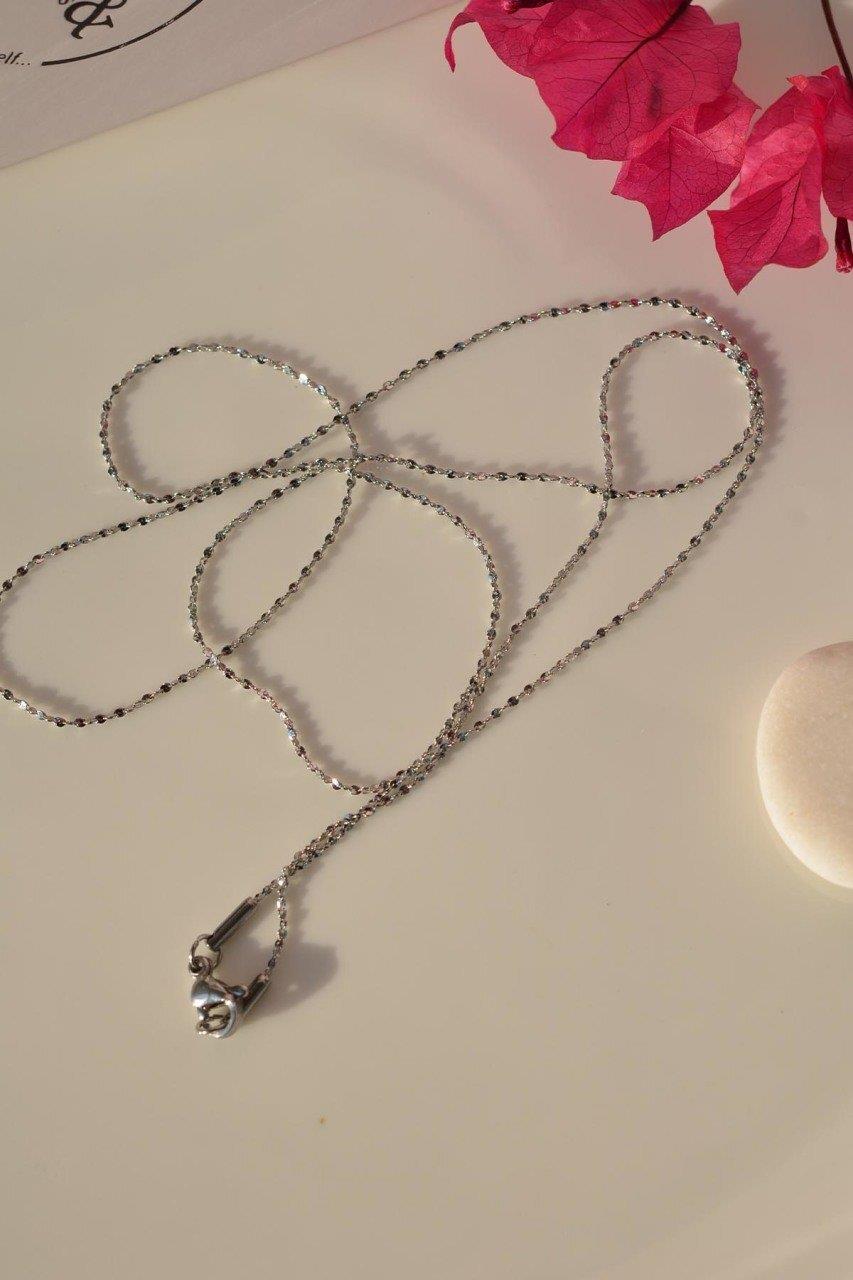 İnce Çelik Zincir Kolye 60 cm Gümüş Renk