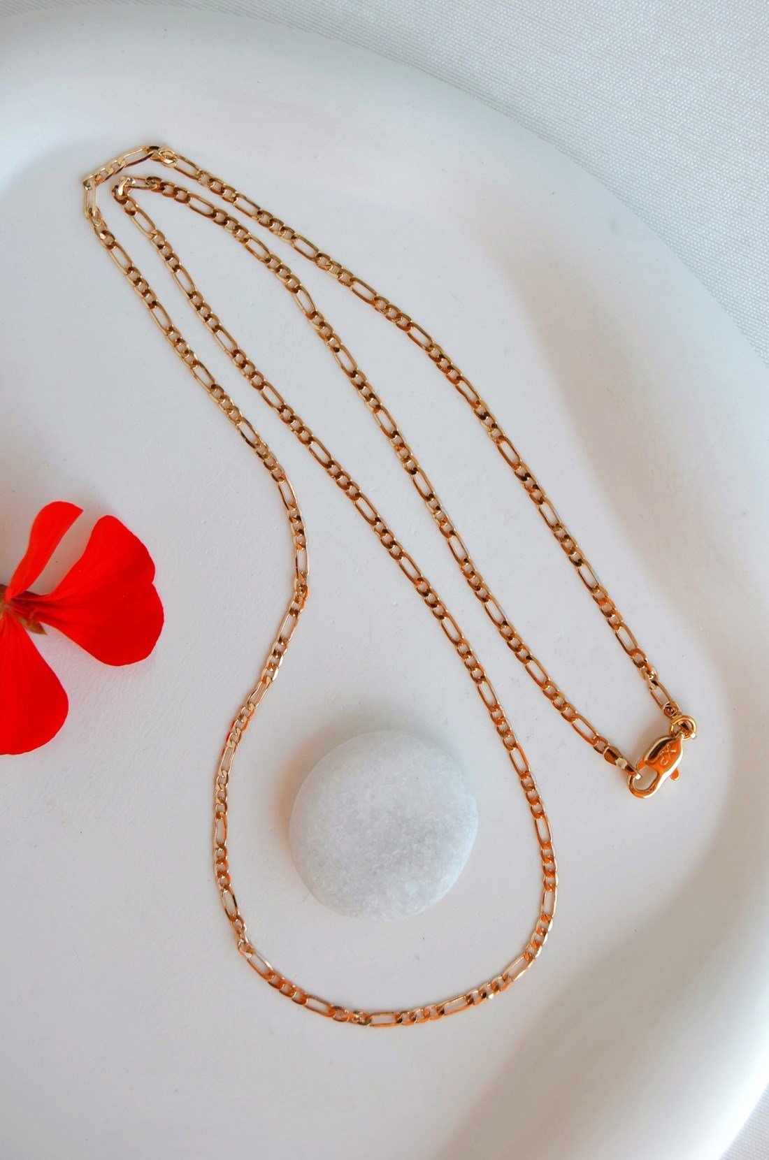 İnce Figaro Zincir Kolye 50 cm Rose Gold