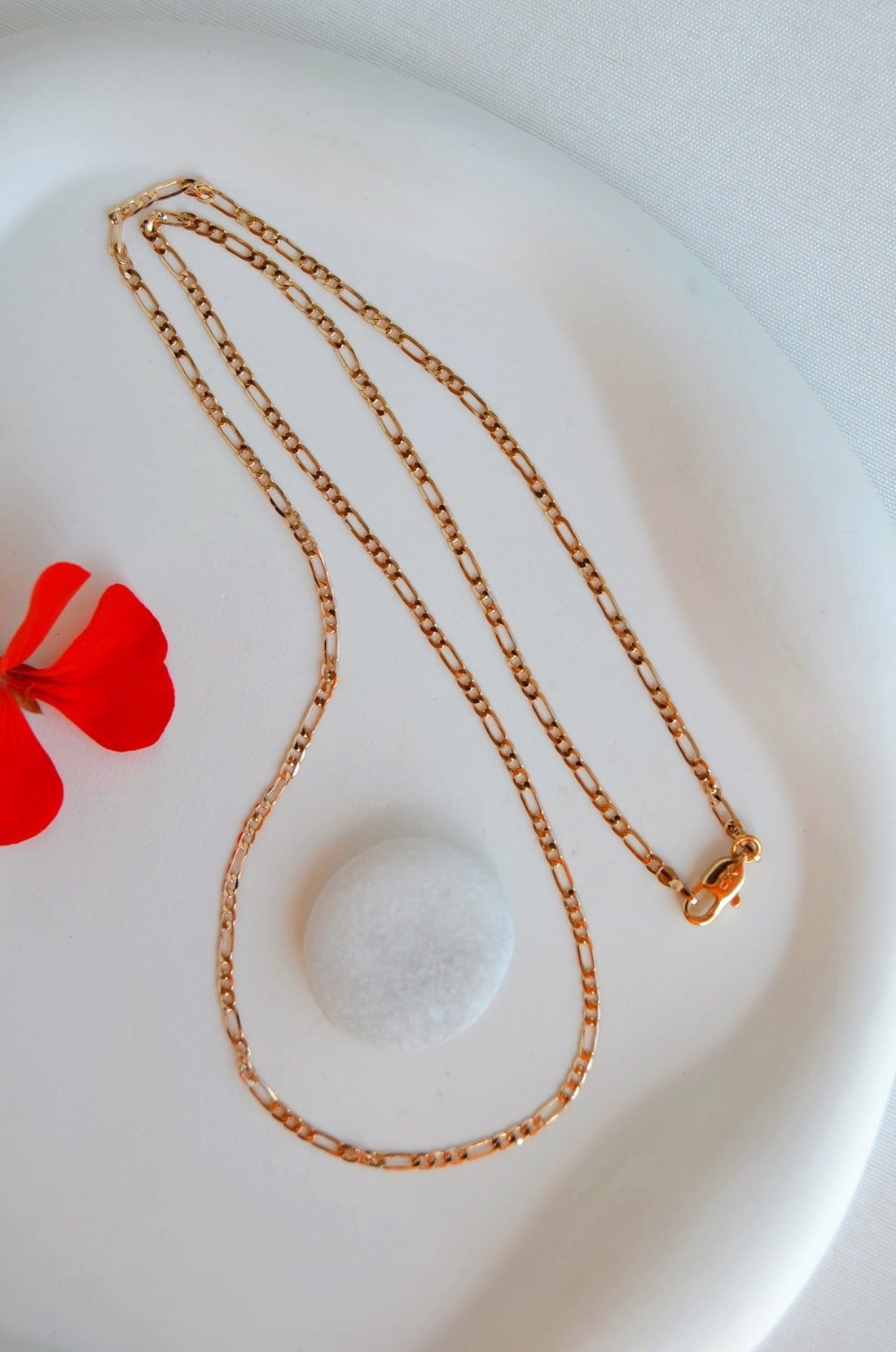 İnce Figaro Zincir Kolye 50 cm Rose Gold