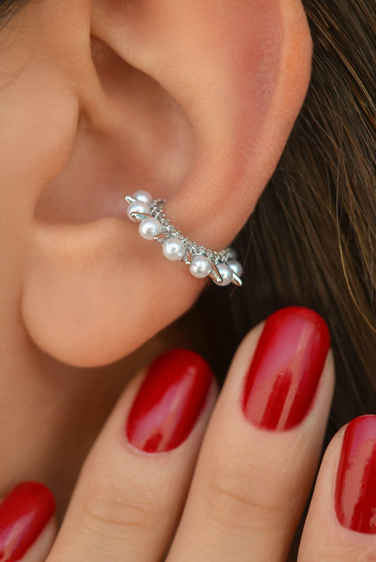 İnci Kıkırdak Küpesi İncili Earcuff