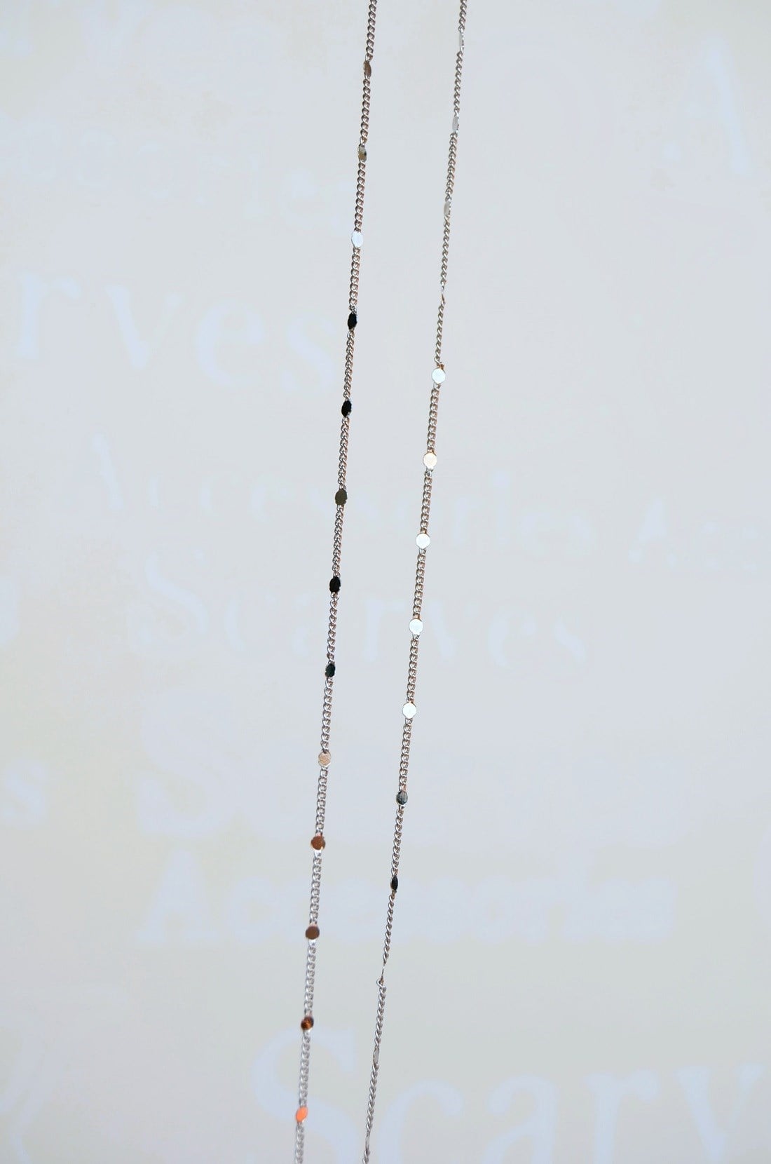 Işıltılı Pullu İnce Zincir Kolye 60 cm + 5 cm Uzatma Gümüş Renk