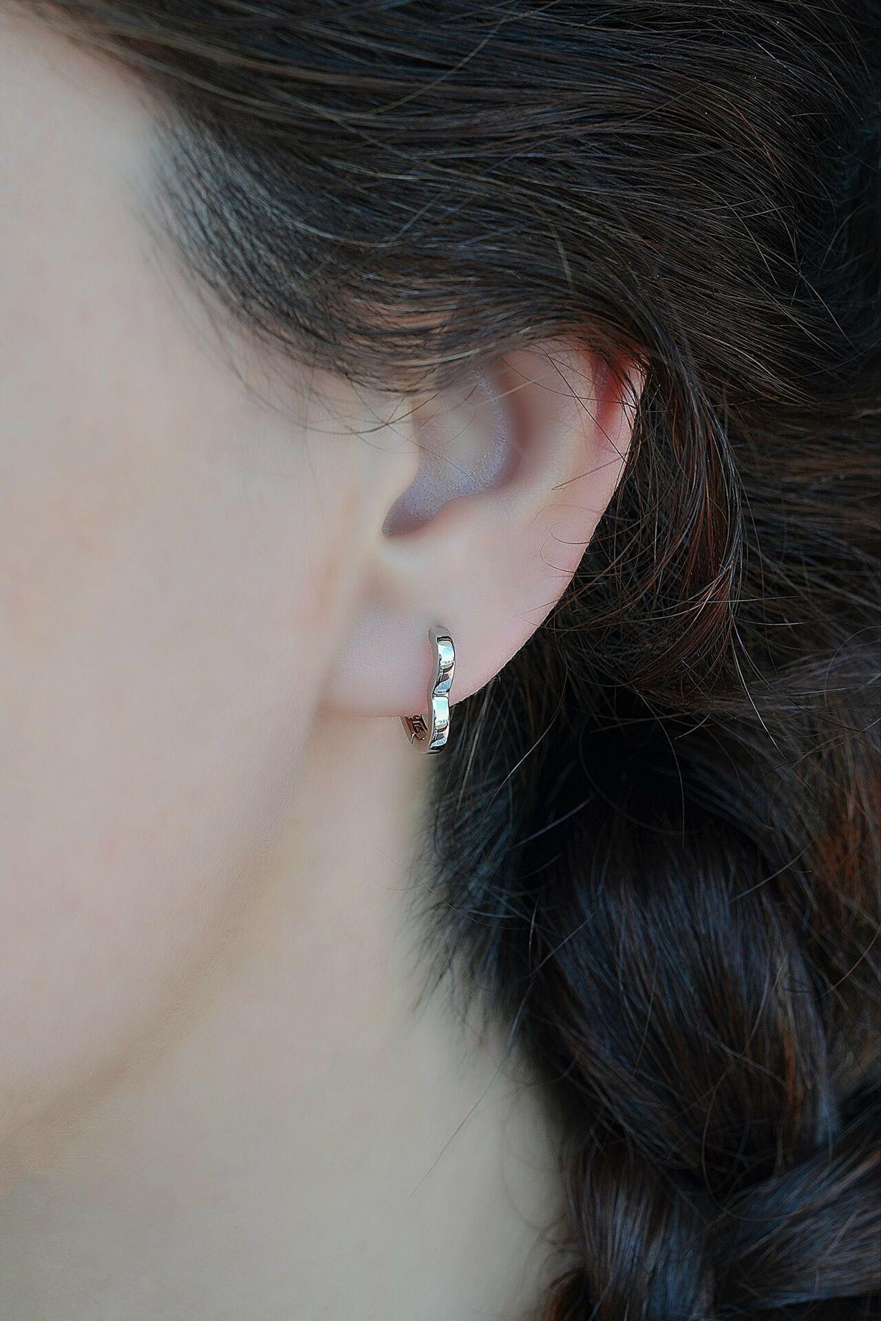 Kalp Model Mini Küpe Gümüş Renkli