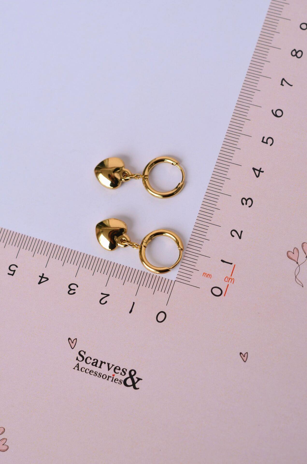 Kalp Sallantılı Çelik Halka Küpe Gold