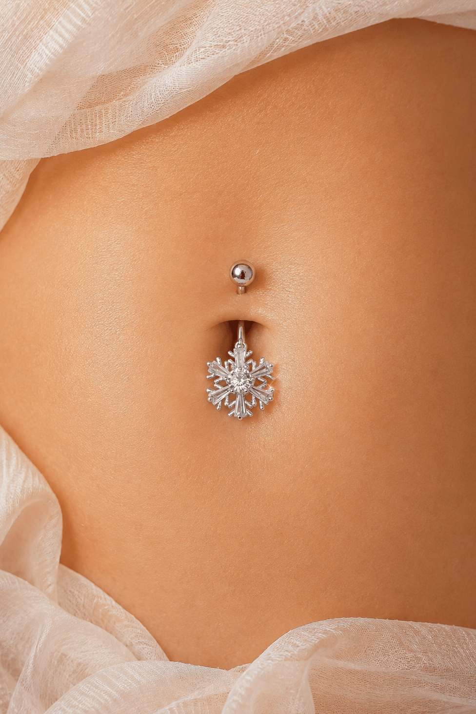 Kar Tanesi Model Göbek Piercingi Kar Taneli Çelik