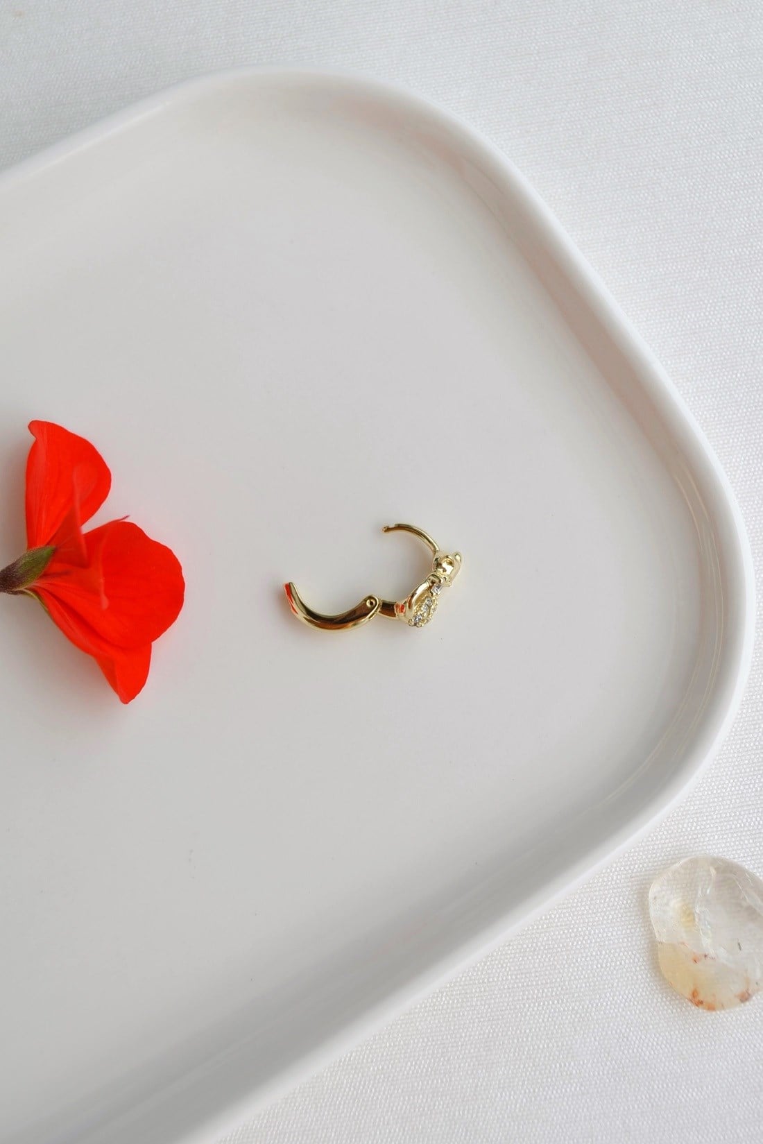 Kedi Figürlü Halka Piercing Tragus Helix Kıkırdak Lob Küpesi Tek Adet
