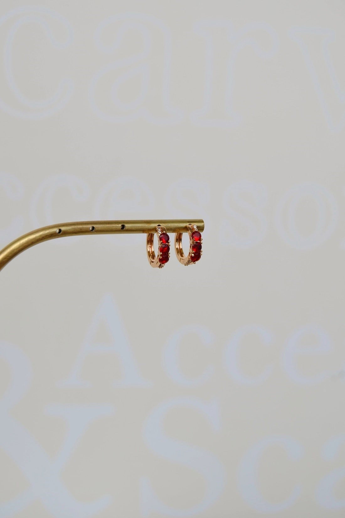 Kırmızı Zirkon Taşlı Halka Küpe Xuping Rose Gold Renk Uzun Ömürlü Küpe