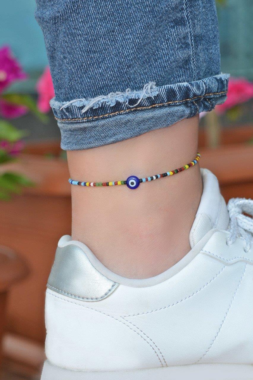 Küçük Nazar Boncuklu Renkli Halhal