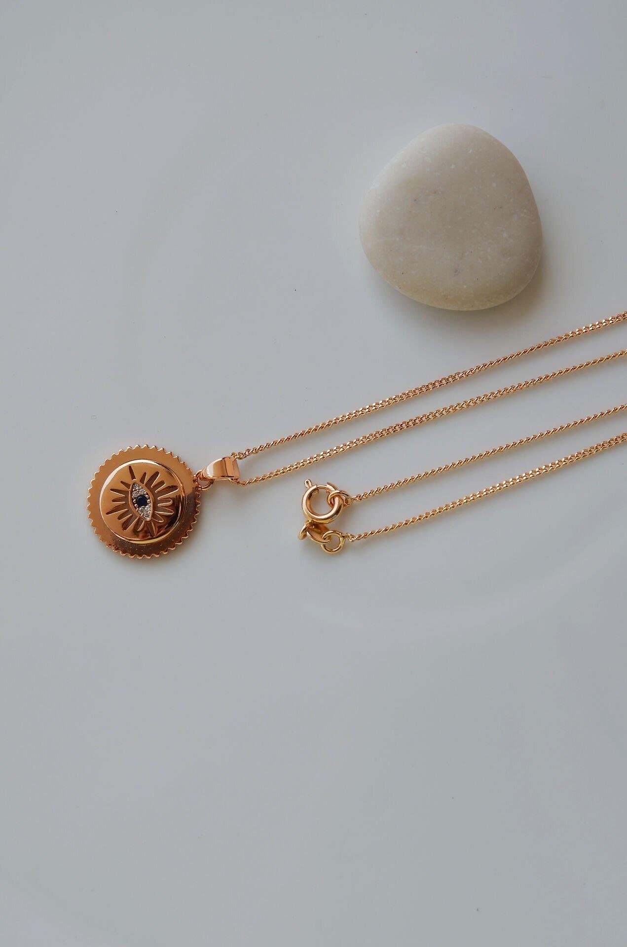 Madalyon Göz Kolye Nazar Gözlü Kolye