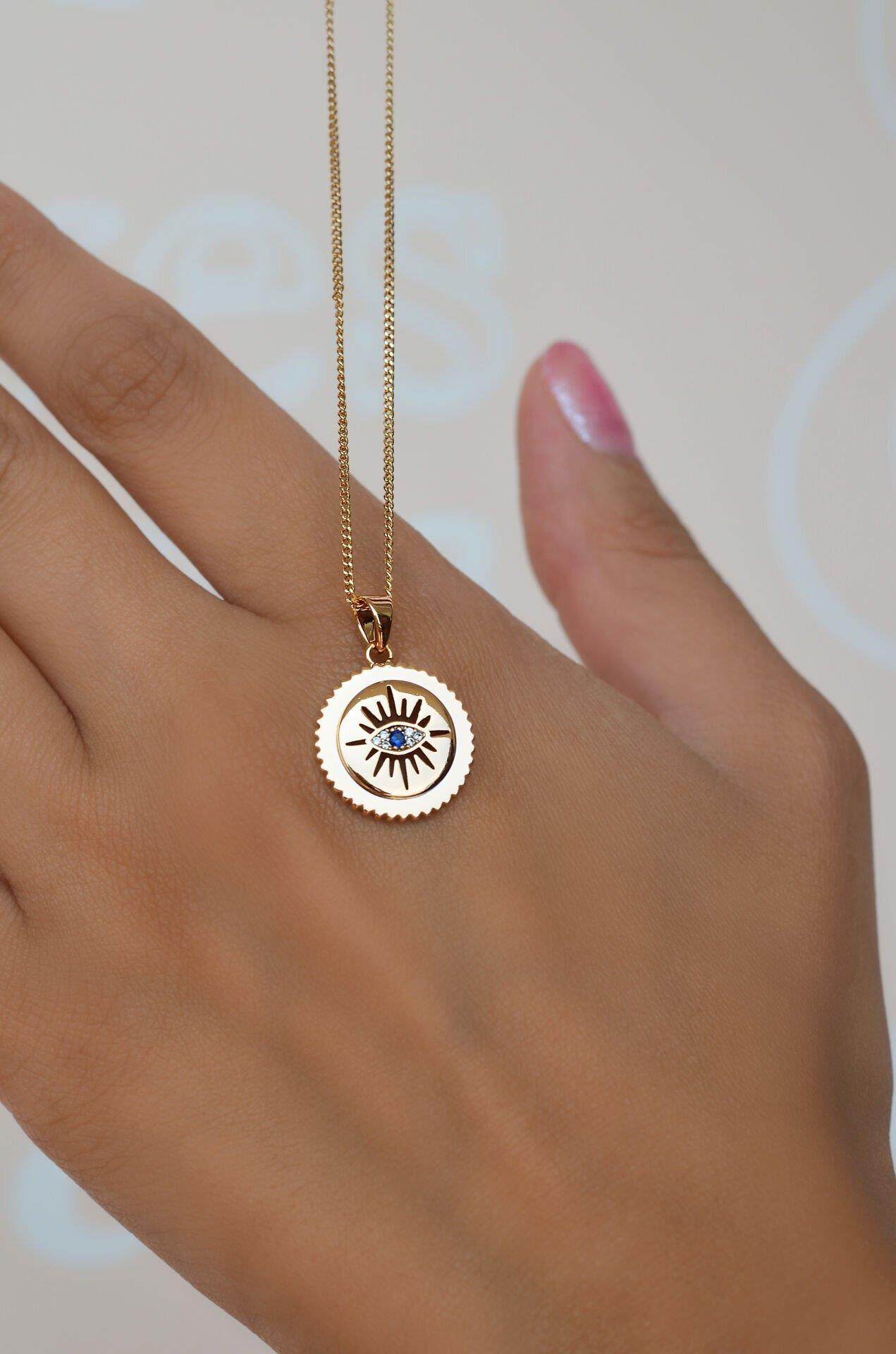 Madalyon Göz Kolye Nazar Gözlü Kolye