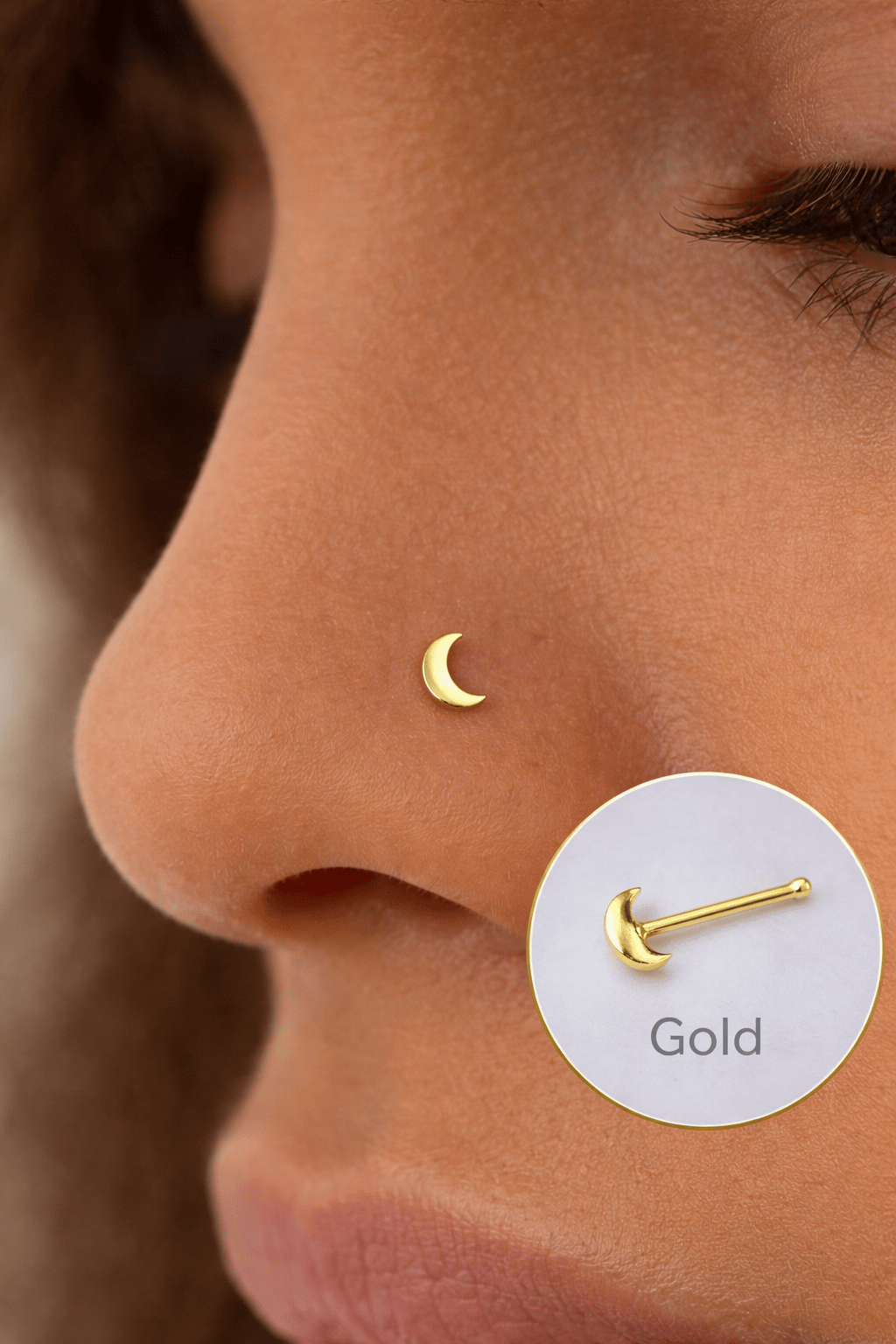 Mini Ay 316 L Çelik Hızma Gold Renk Hilal Ay