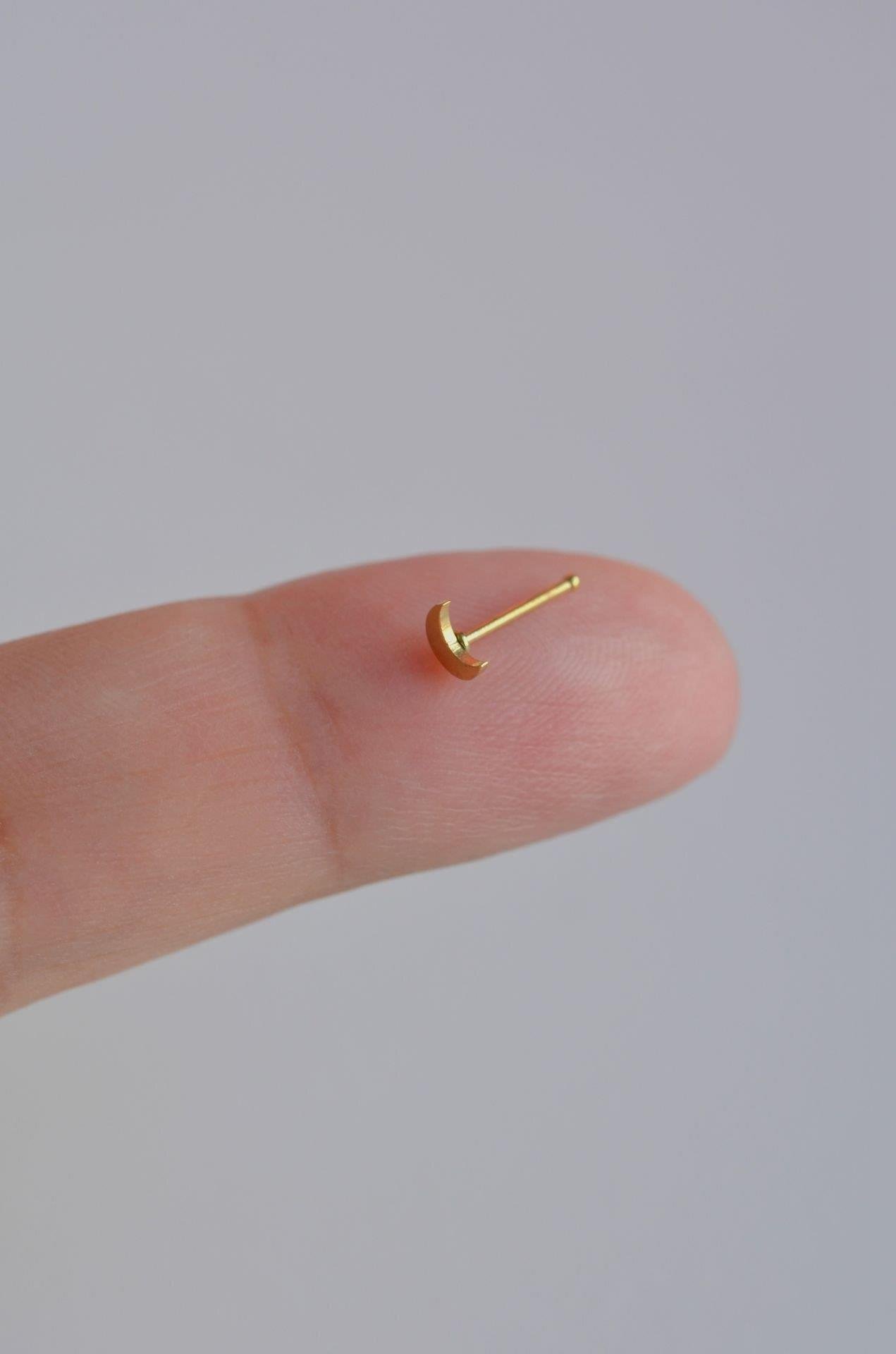 Mini Ay 316 L Çelik Hızma Gold Renk Hilal Ay