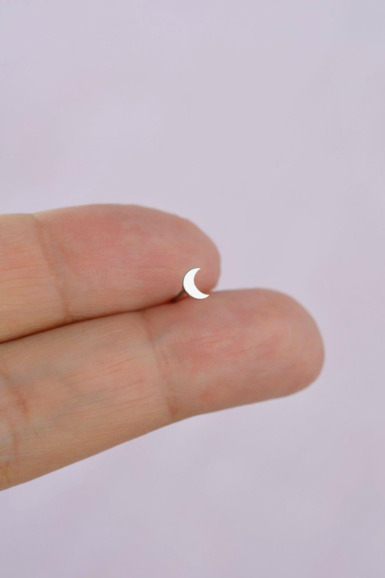 Mini Ay 316 L Çelik Hızma Gümüş Renk Hilal Ay