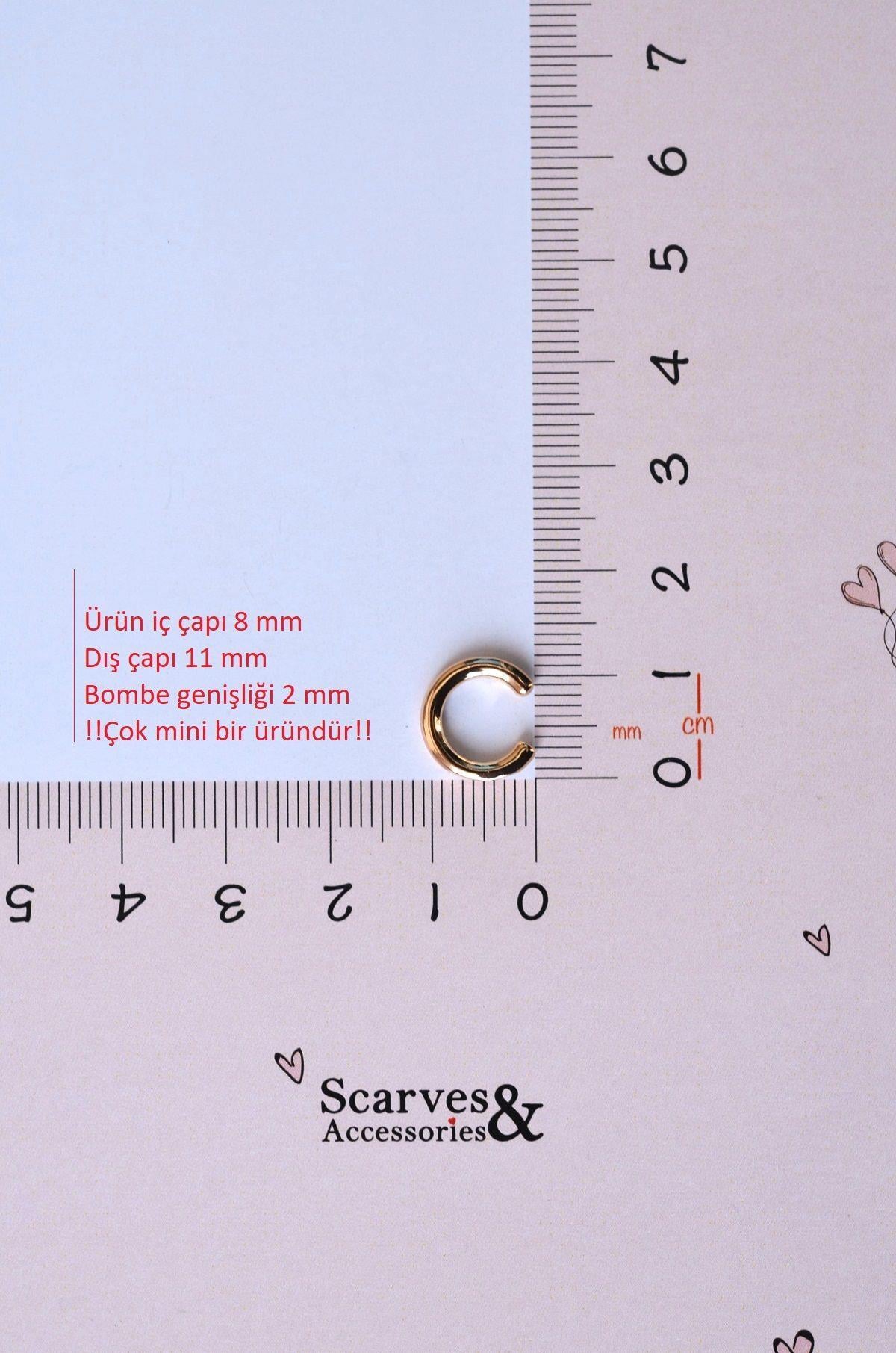 Mini Bombeli Earcuff Sıkıştırmalı Kıkırdak Küpesi Çocuk Boy