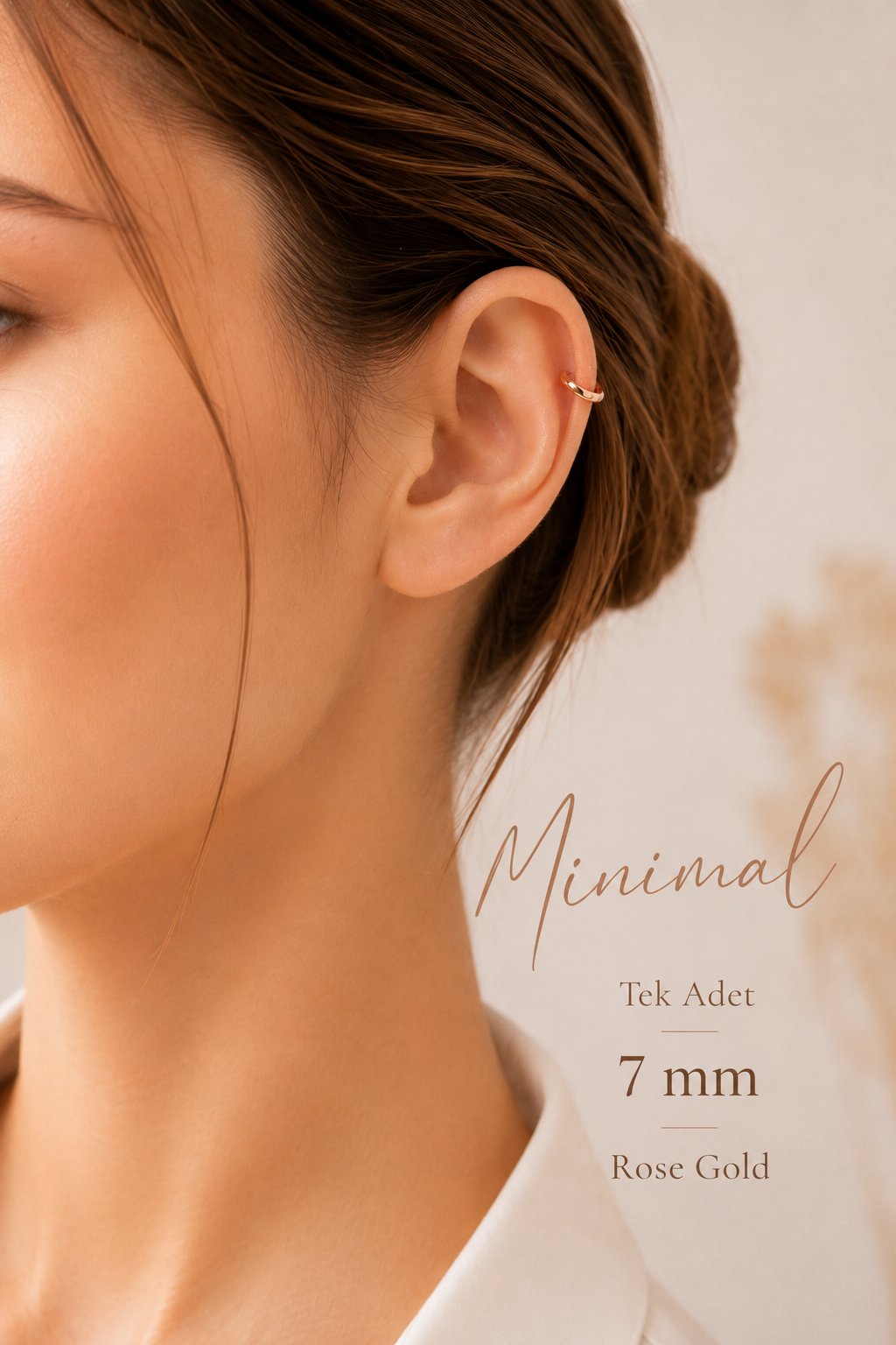 Minimal Rose Gold Halka Piercing Helix Tragus Kıkırdak Lob Tek Adet