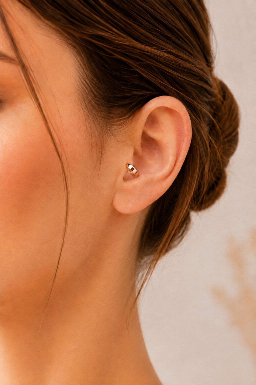 Minimal Rose Gold Halka Piercing Helix Tragus Kıkırdak Lob Tek Adet