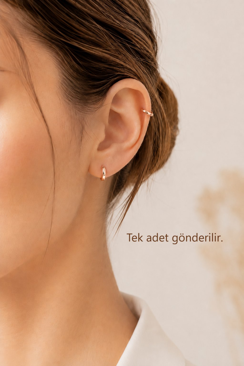Minimal Rose Gold Halka Piercing Helix Tragus Kıkırdak Lob Tek Adet