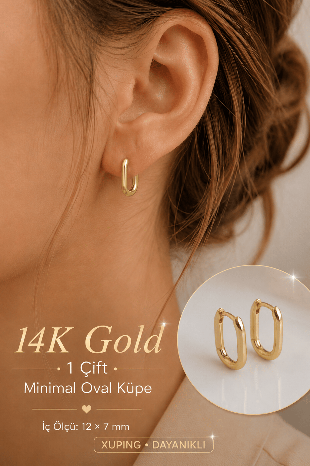 Oval Model Mini Halka Küpe