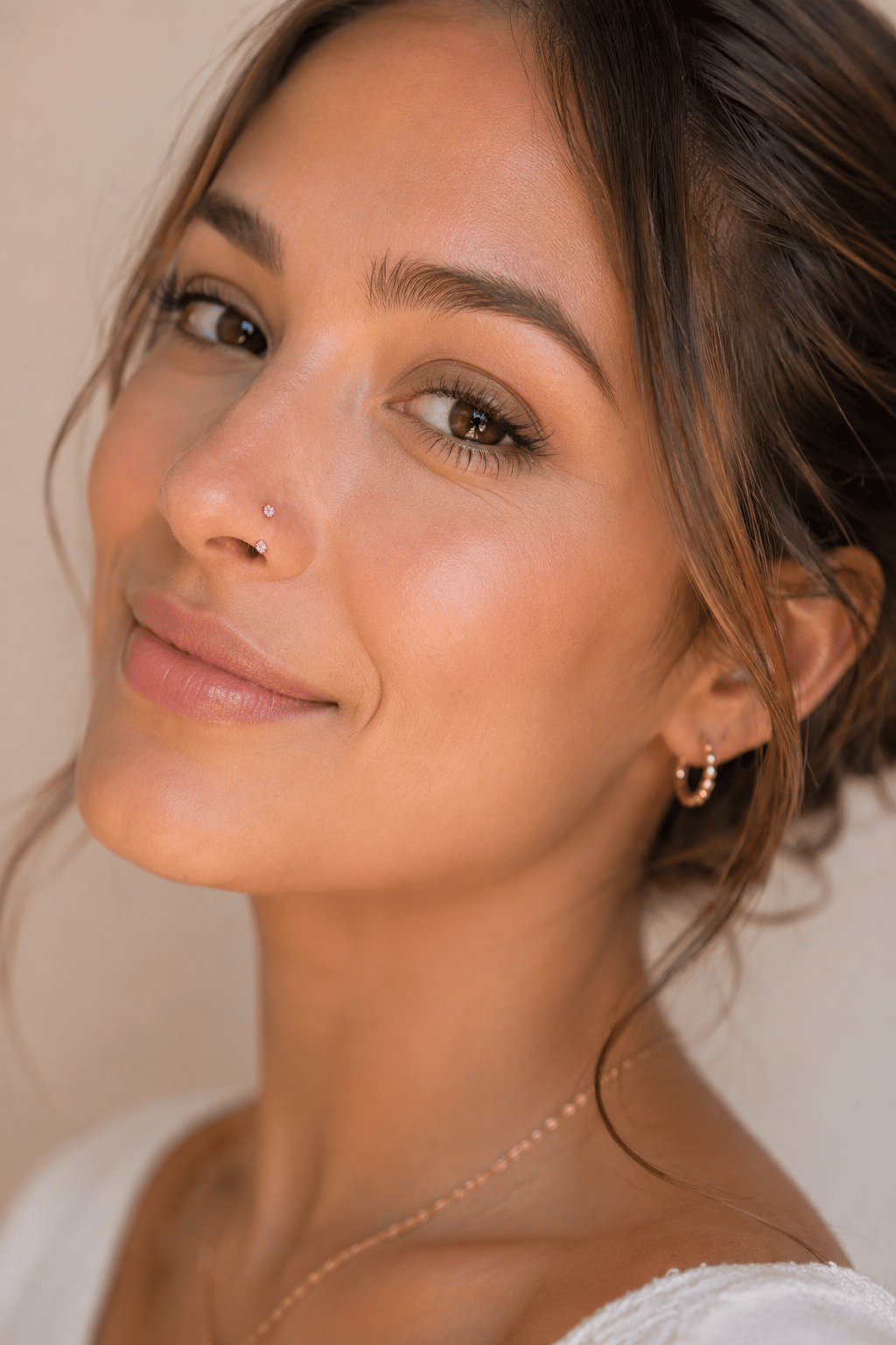 Pembe Taşlı Yarım Halka Piercing 316L Çelik Burun Hızması Helix Tragus