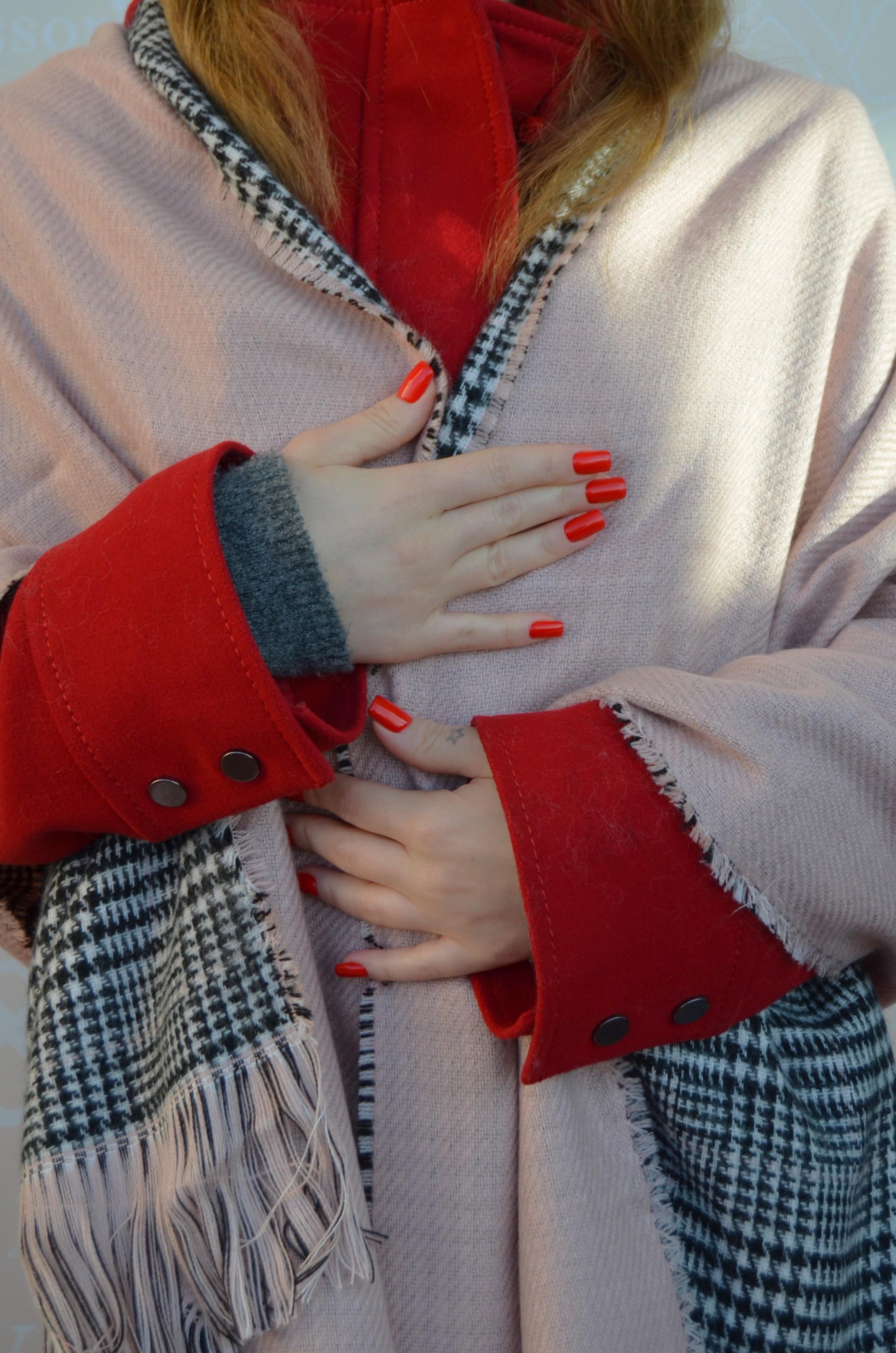 Pudra Pembe Rengi Kışlık Omuz Şalı