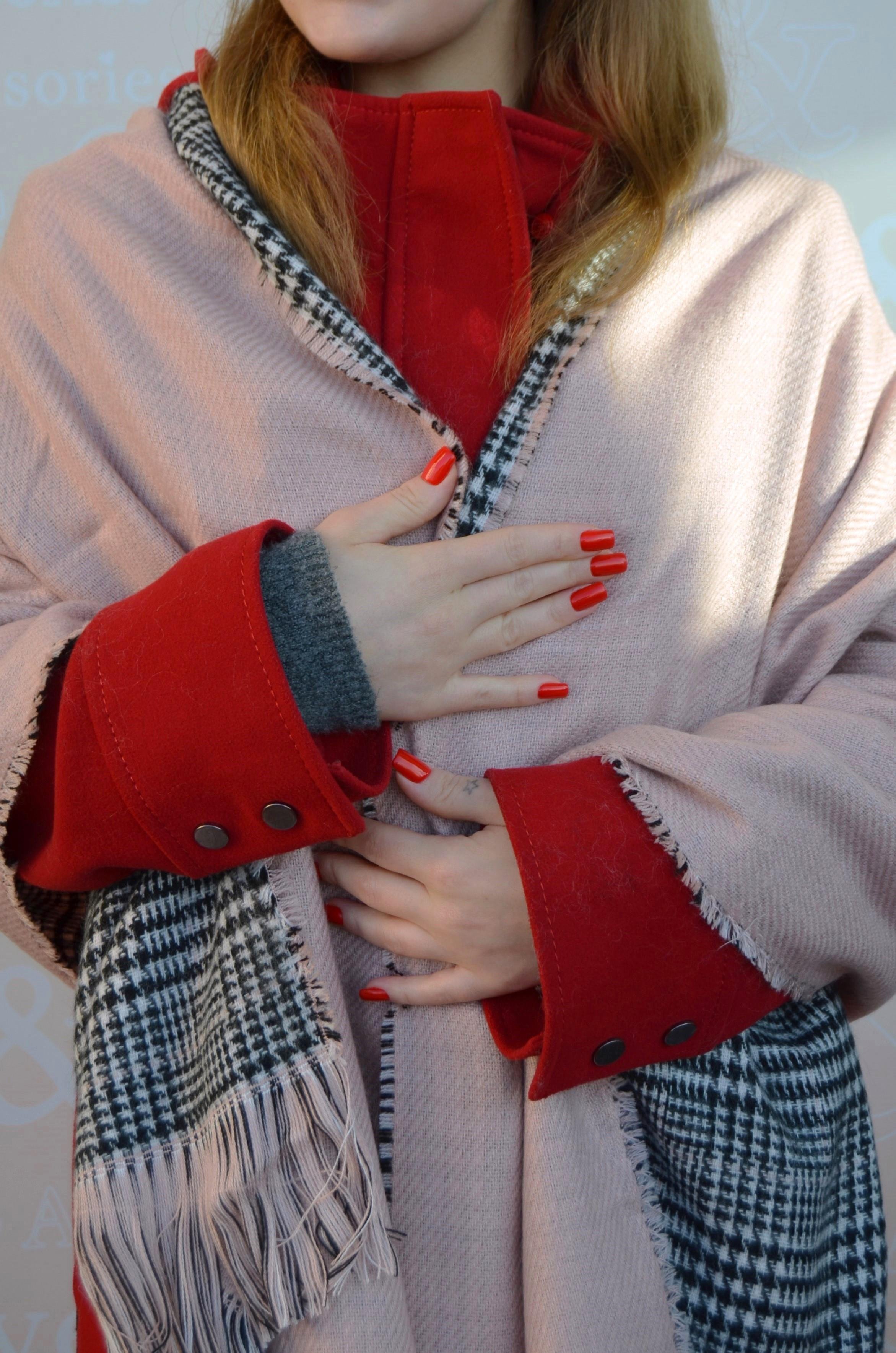 Pudra Pembe Rengi Kışlık Omuz Şalı