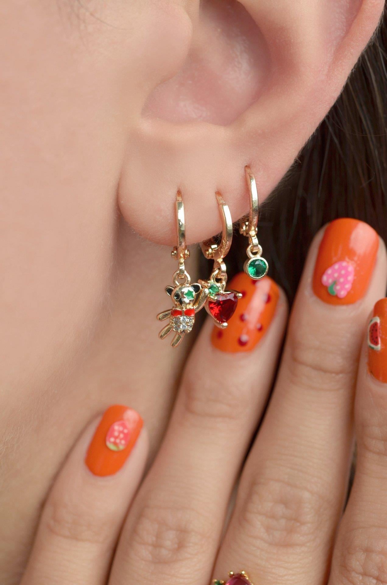 Renkli Ayıcık 3'lü Küpe Seti