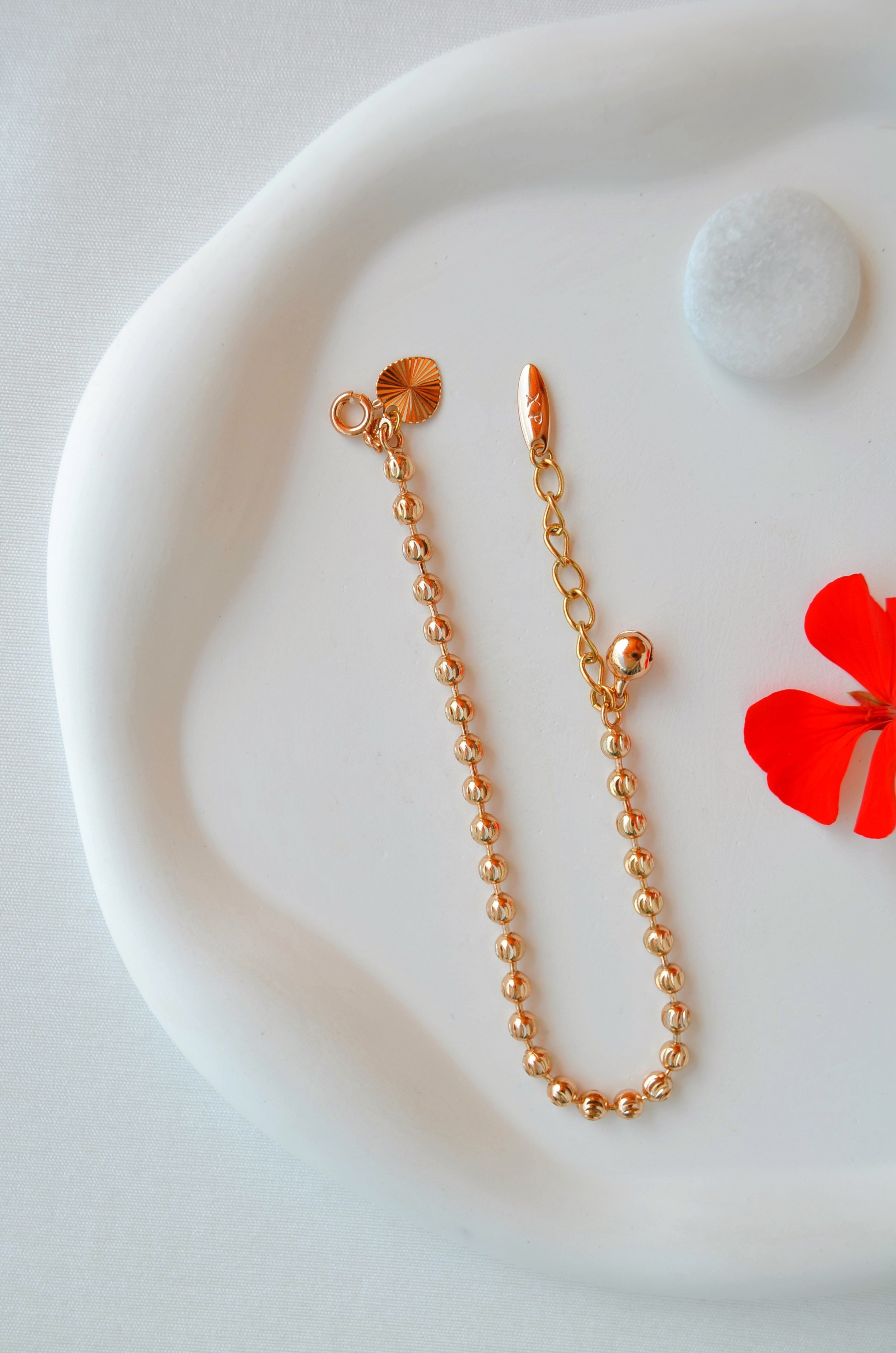 Rose Gold Dorika Topçuklu Kadın Bileklik 16 cm + 3 cm