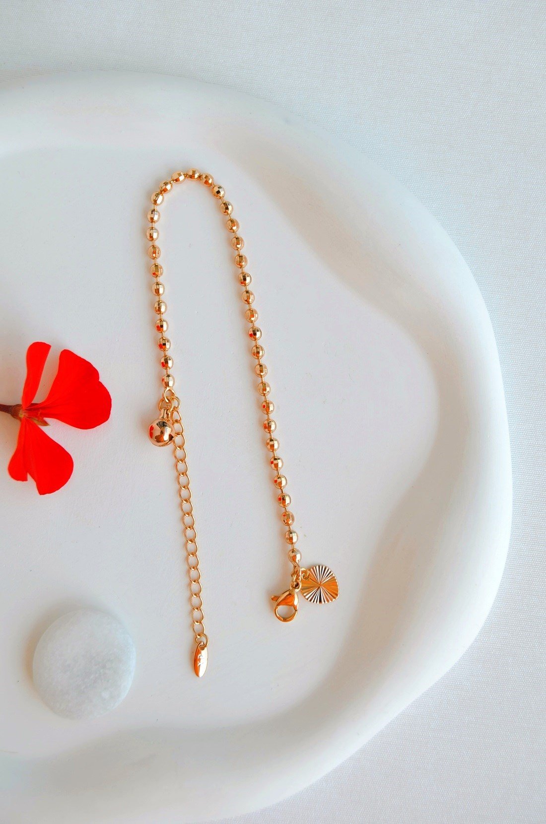 Rose Gold Dorika Topçuklu Kadın Bileklik 16 cm + 5 cm