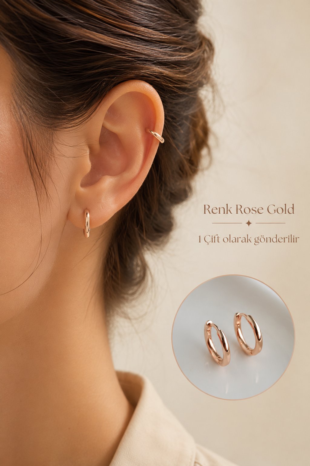 Rose Gold Renk Küçük Boy Halka Küpe