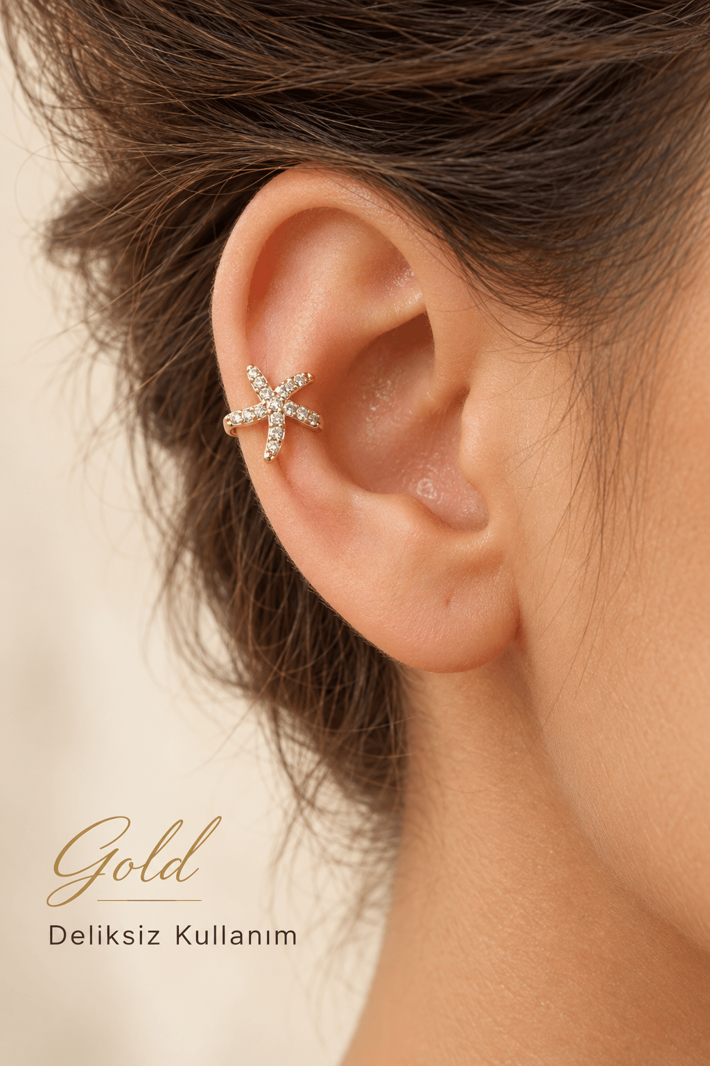 Sıkıştırmalı Kıkırdak Küpesi Deniz Yıldızı Earcuff