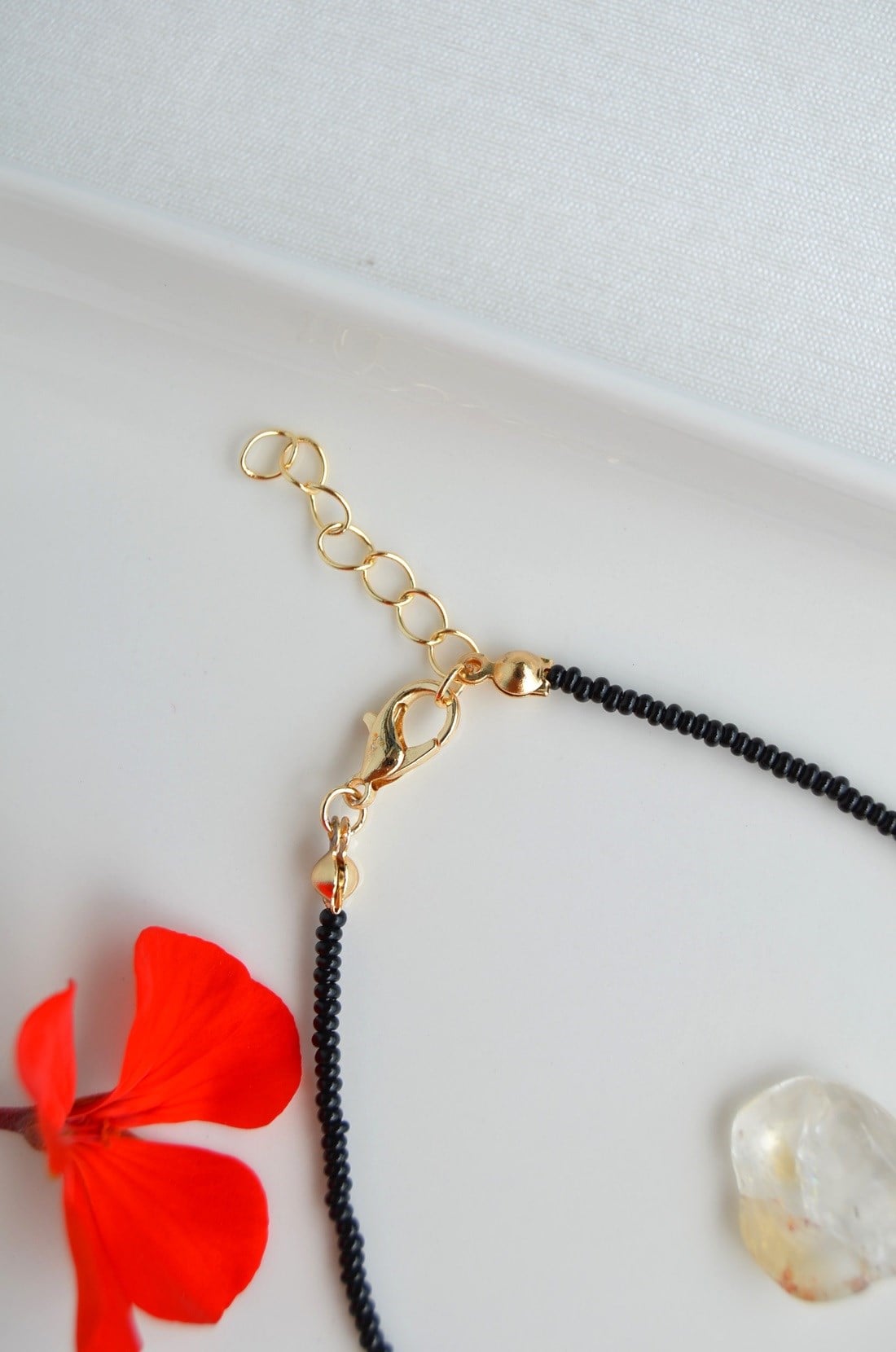 Siyah Boncuklu Turkuaz Kristal Detaylı Halhal Suya Dayanıklı 23+4 cm