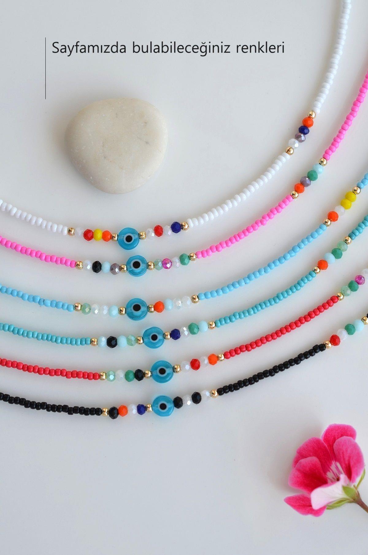 Siyah Kum Boncuklu Halhal Küçük Nazar Boncuklu Halhal