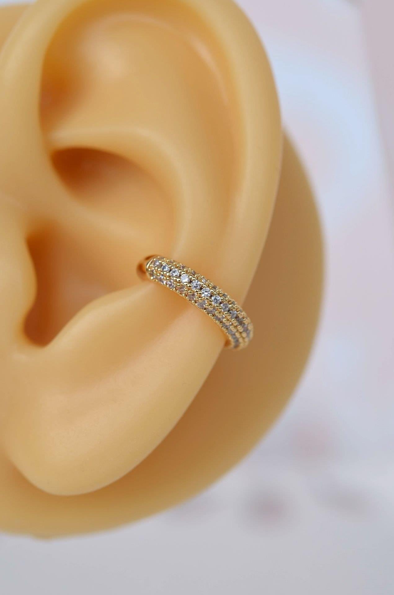 Taşlı Sıkıştırmalı Kıkırdak Küpe Earcuff