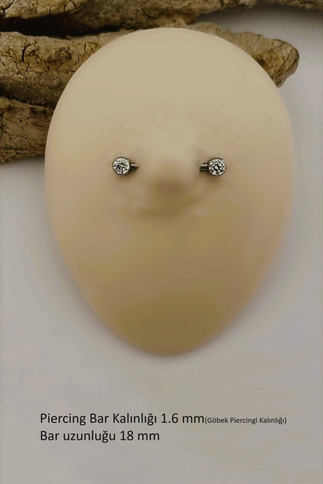 Tektaş Model Nipple Piercing Meme Ucu Piercingi Gümüş Renkli