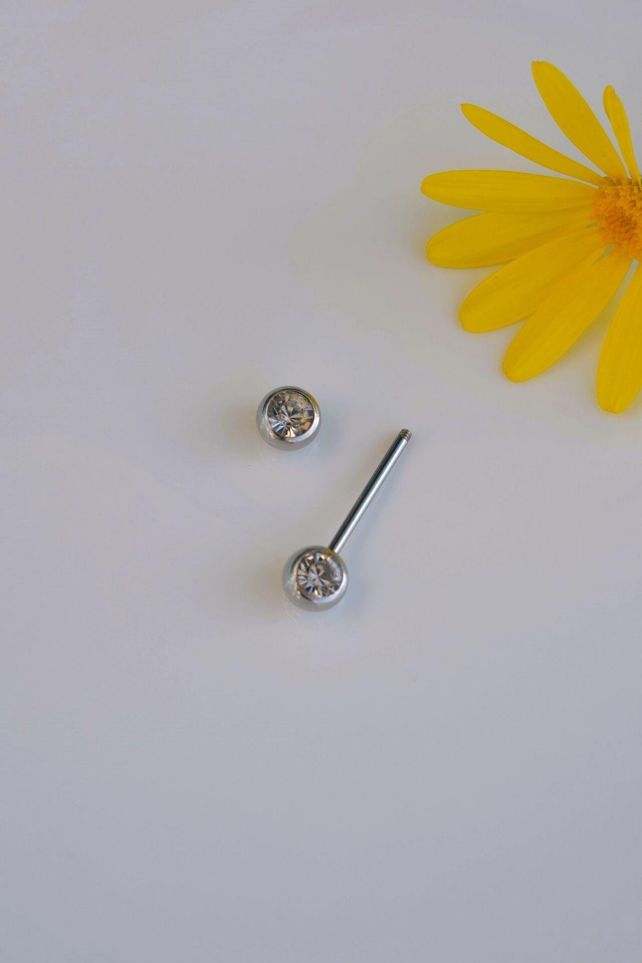 Tektaş Model Nipple Piercing Meme Ucu Piercingi Gümüş Renkli