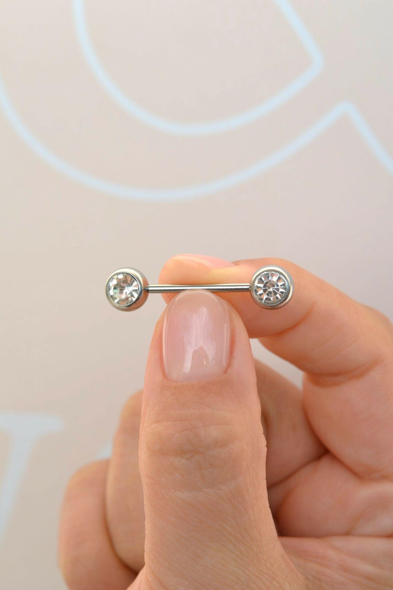 Tektaş Model Nipple Piercing Meme Ucu Piercingi Gümüş Renkli