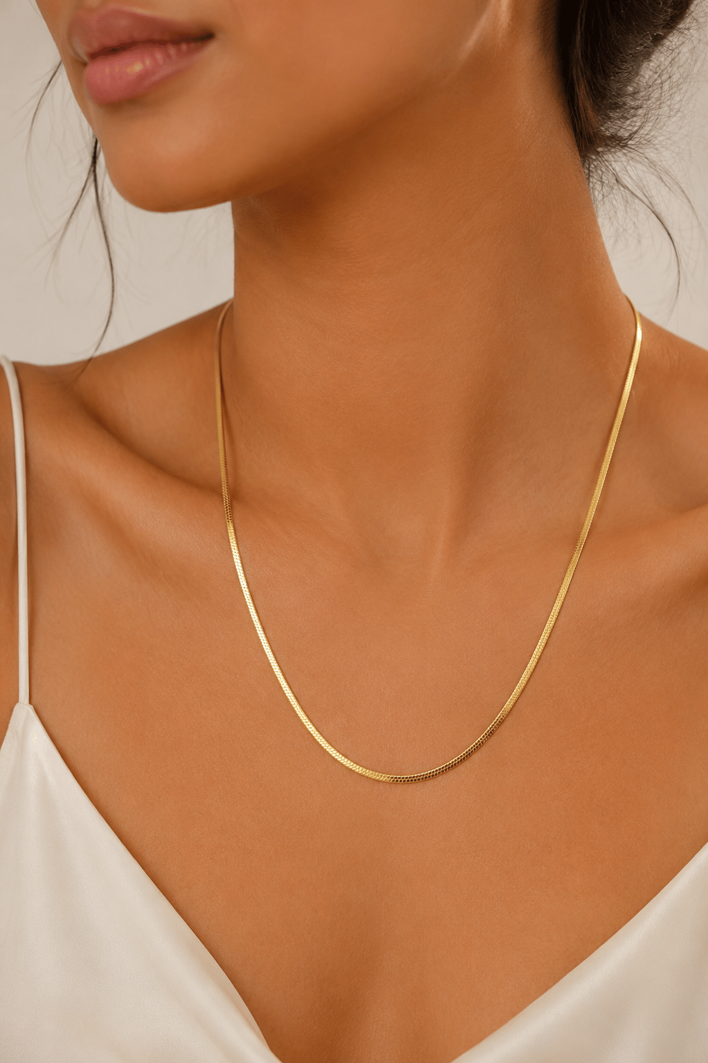 Xuping 14K Gold Renk Oval Yılan Zincir Kolye Tok Akıcı Parlak Duruş 50 cm