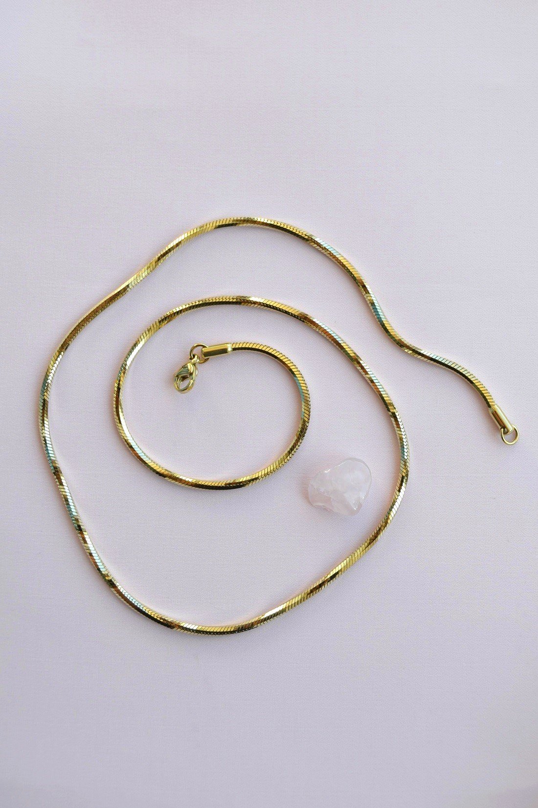 Xuping 14K Gold Renk Oval Yılan Zincir Kolye Tok Akıcı Parlak Duruş 50 cm