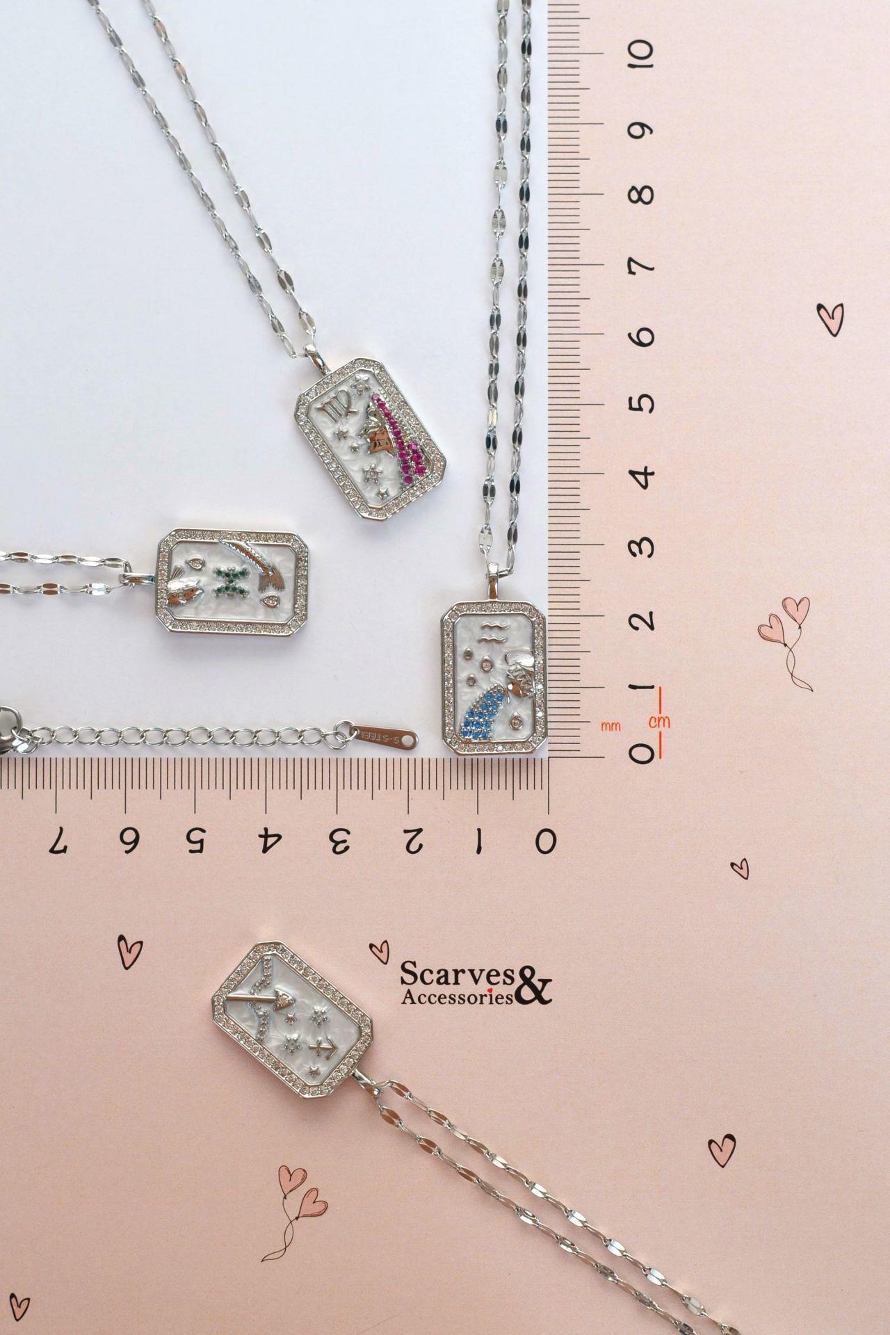 Yay Burcu Kolye Çelik Burç Kolye Yay Gümüş Renk