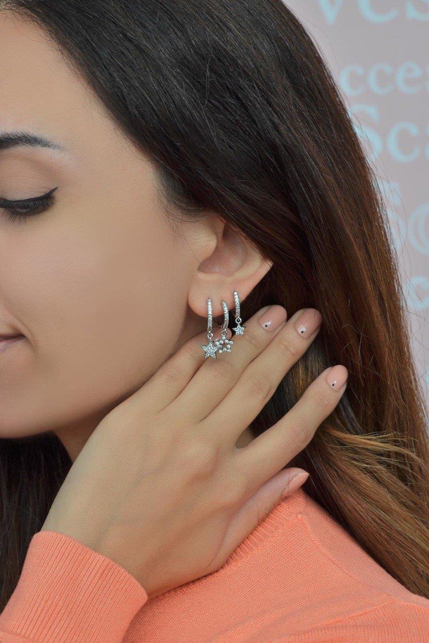 Yıldız Sallantılı 3'lü Set Küpe