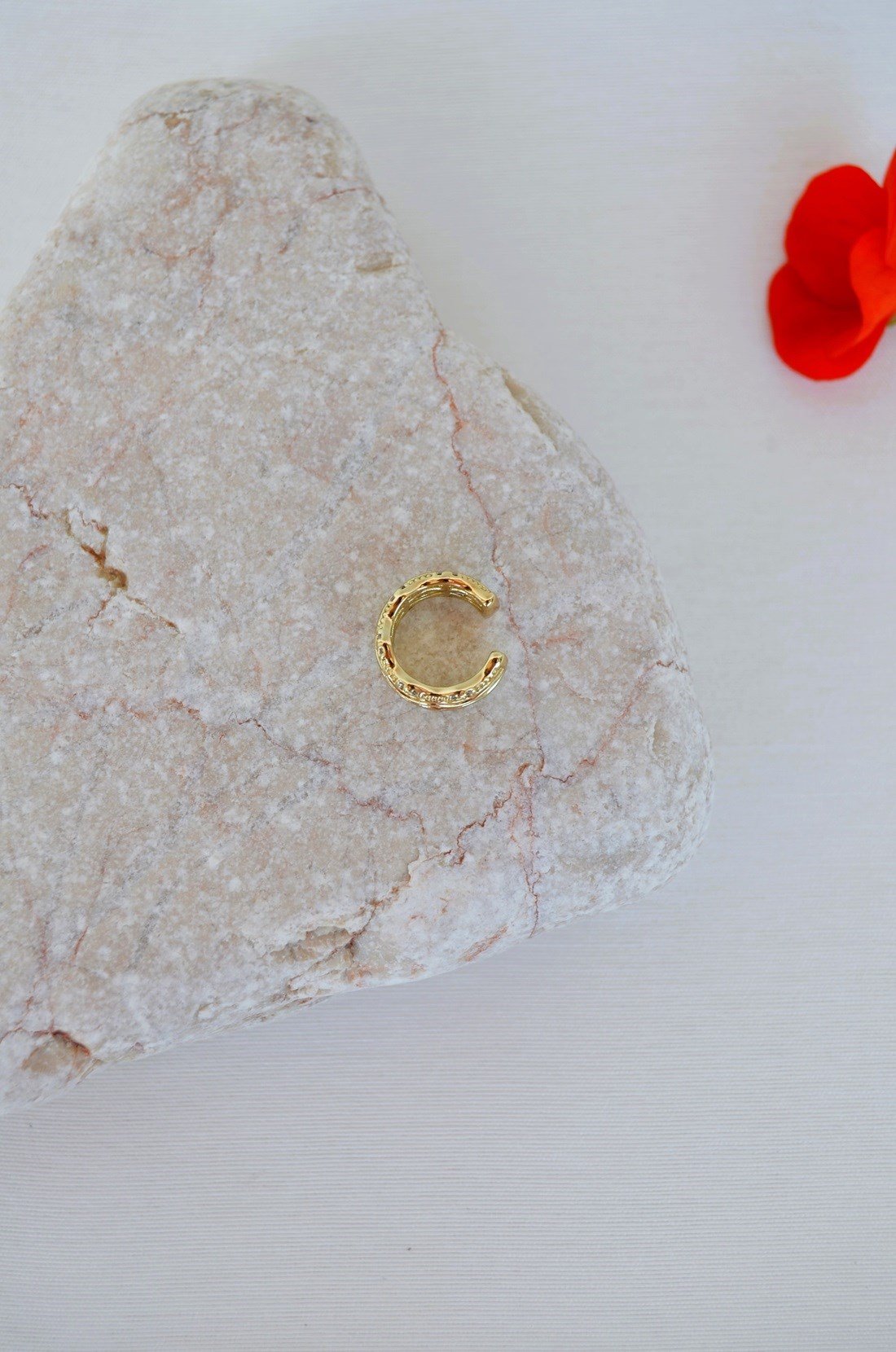 Zirkon Taşlı Gold Earcuff Deliksiz Kıkırdak Küpesi