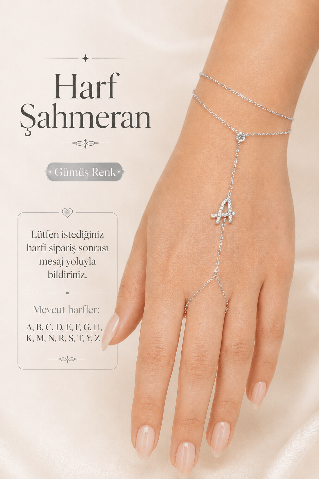 Zirkon Taşlı Harfli Şahmeran Bileklik