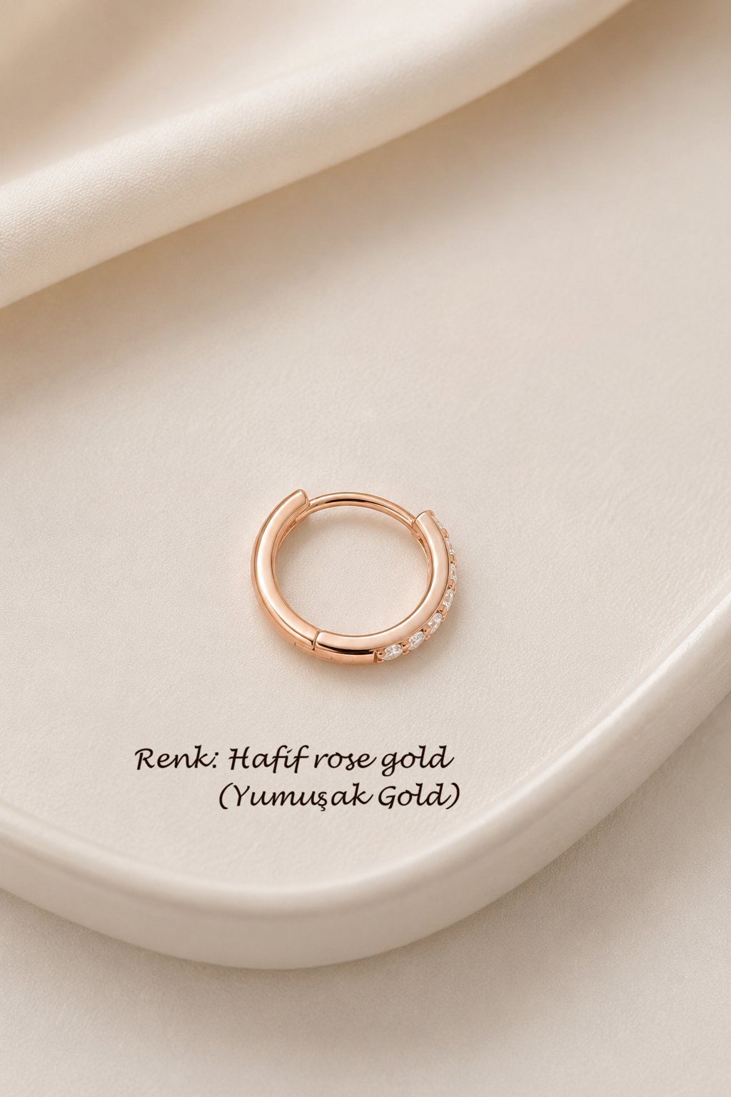 Zirkon Taşlı İnce Halka Conch Piercing – Gold & Gümüş | Rodyum Kaplama | Tekli