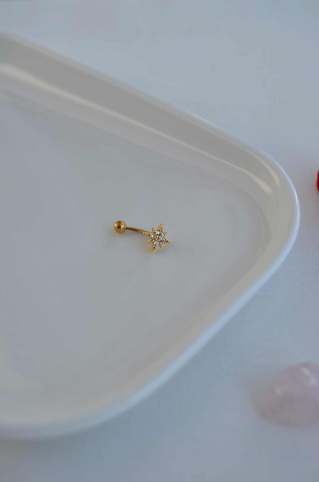 Zirkon Taşlı Kuzey Yıldızı Rook Piercing Çelik Bar 1 mm