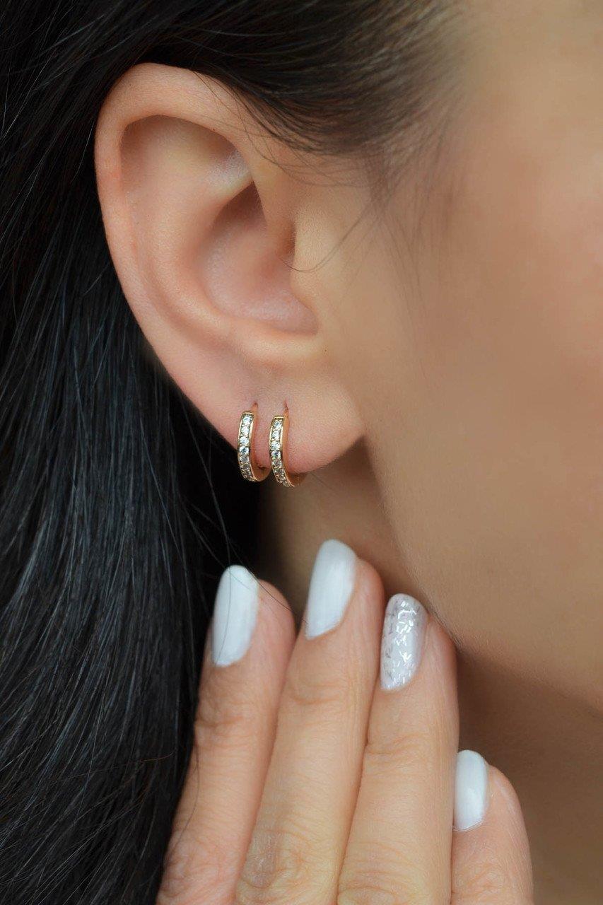 Zirkon Taşlı Mini Halka Küpe