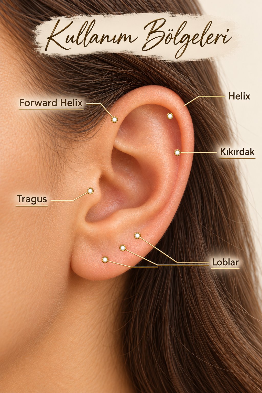 Zirkon Taşlı Minimal Kelebek Halka Piercing 8 mm – Helix Tragus Lob Burun